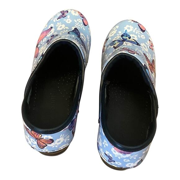 Sanita Professional Clogs EU size 35 US 4 Blue Leather Butterfly Floral Work - Picture 11 of 16